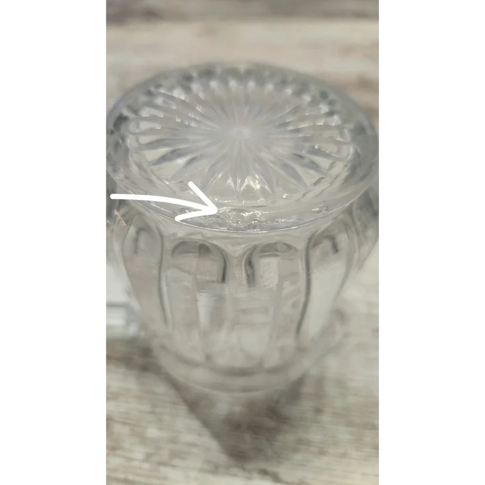 Vintage Crystal Clear Glass Creamer Columns Diamond Point Square Handle 1970